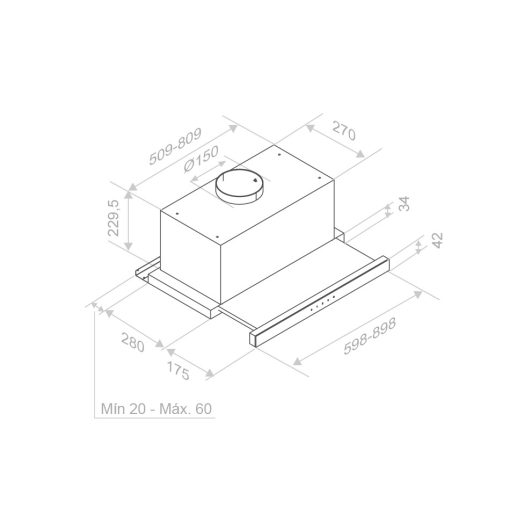 Pando IES/60 inox/fehér üveg érintősz. teleszkópos páraelszívó