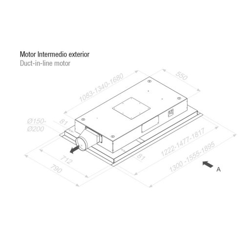 Pando E-250/130 inox ECO mennyezeti páraelszívó