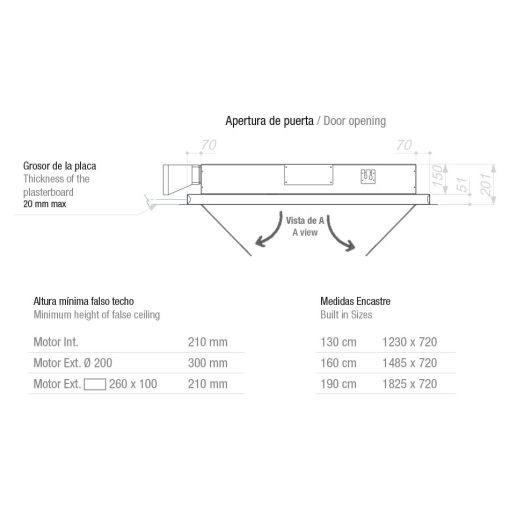 Pando E-250/130 inox ECO mennyezeti páraelszívó
