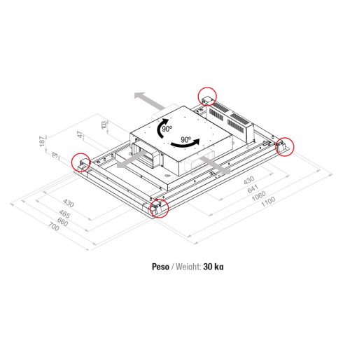 Pando E-217/110X70 fehér üveg ECO PLUS páraelszívó