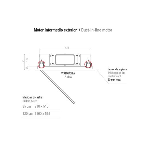 Pando E-297/950X560 CRISTAL BL 1130E mennyezeti páraelszívó