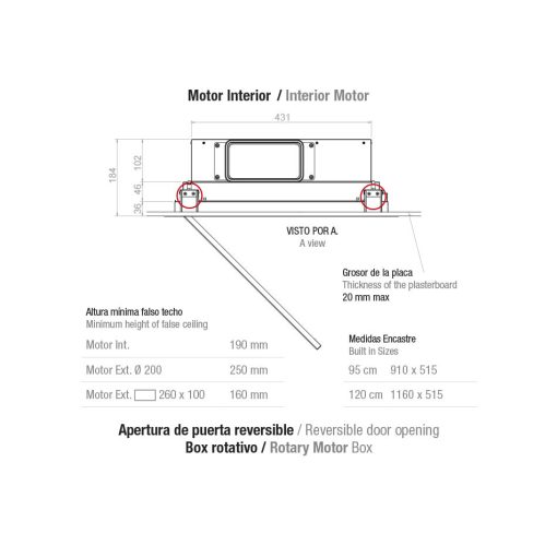 Pando E-297/950X560 CRISTAL BL 1130E mennyezeti páraelszívó