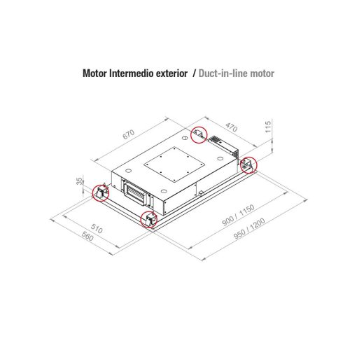 Pando E-297/950X560 CRISTAL BL 1130E mennyezeti páraelszívó