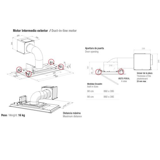 Pando E-295/90 IX V.1350 int/ext mennyezeti páraelszívó
