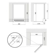 Pando PFMB-60-CRL Italhűtő, pult alá szerelhető, fekete, balos