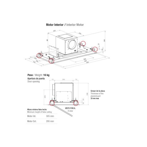 Pando E-295/90 fehér üveg mennyezeti páraelszívó