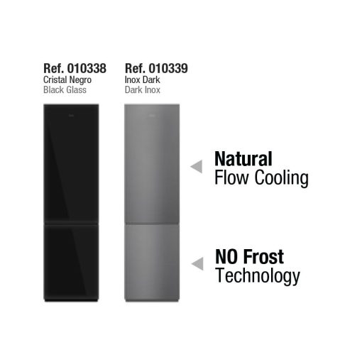 Pando PFLC COMBI szabadonálló hűtőszekrény, fekete üveg