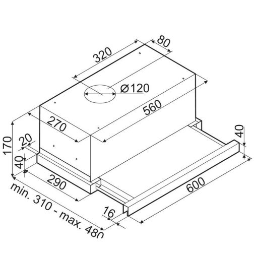 OPERIS MUNDO FLAT 60 fehér teleszkópos páraelszívó
