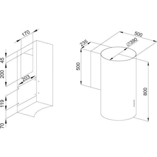OPERIS CYLINDER 38 fekete fali páraelszívó