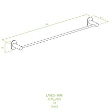 LAVEO MIRI törülköző tartó (60x610x72 mm) rögzítővel és ragasztóval, króm