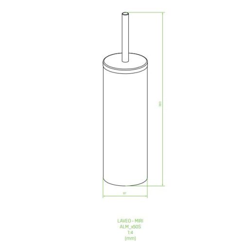 LAVEO MIRI WC-kefe (97x380 mm), fehér (fekete kefével)