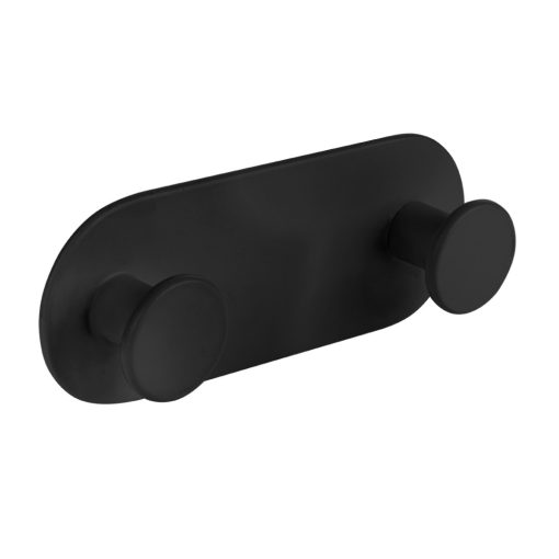 LAVEO MIRI dupla akasztó (40x107x20 mm) fekete, rögzítő csavarral és ragasztóval