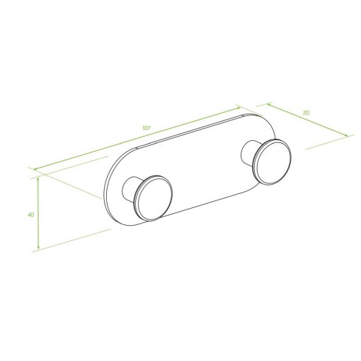 LAVEO MIRI dupla akasztó (40x107x20 mm) arany, rögzítő csavarral és ragasztóval