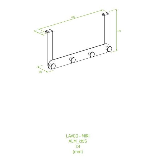 LAVEO MIRI törülköző tartó (60x610x72 mm) rögzítővel és ragasztóval, arany