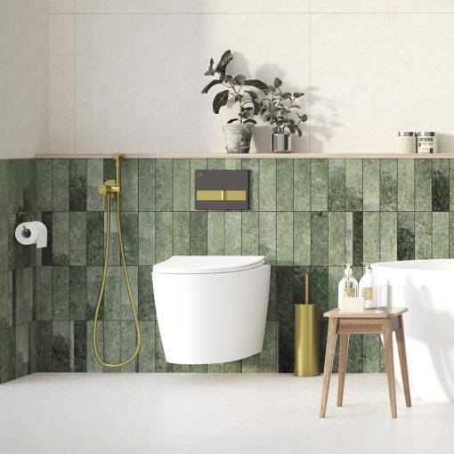 LAVEO MIRI WC-kefe (97x380 mm), arany (fekete kefével)