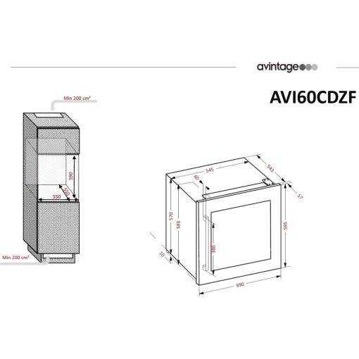 Avintage Borhűtő AVI63CSZF beépíthető, 33 palack
