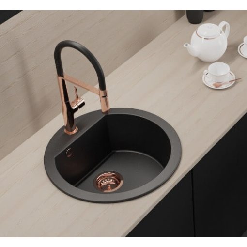 Laveo POLA álló csaptelep rugalmas kiömlővel, rose gold/matt fekete