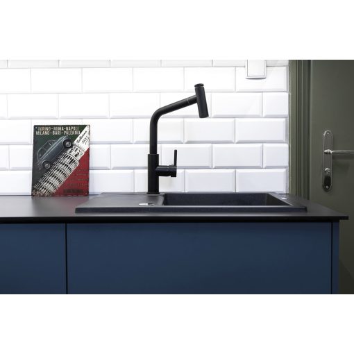 Laveo TORO Kihúzható zuhanyváltós csaptelep, fekete