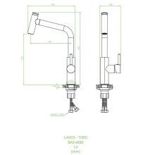Laveo TORO Kihúzható zuhanyváltós csaptelep, fekete