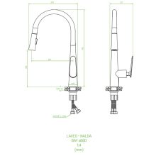 Laveo NALDA Kihúzható zuhanyváltós csaptelep, matt fekete