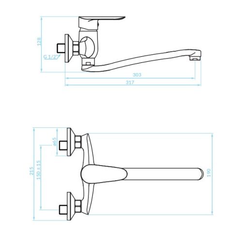 LAVEO CENTO fali csaptelep, króm K.
