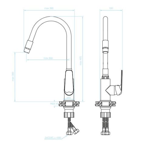 LAVEO ELZA zuhanyfejes csap 2funkciós rugalmas csővel, bézs / króm K.