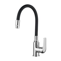   LAVEO ELZA zuhanyfejes csap kétfunkciós rugalmas csővel, matt fekete / króm K.