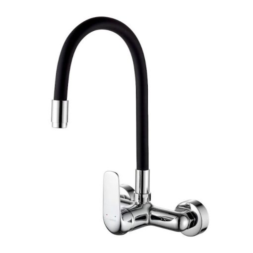 LAVEO ELZA fali csaptelep rugalmas tömlővel, matt fekete / króm K.