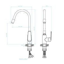 LAVEO ELZA álló csaptelep rugalmas tömlővel, matt fekete