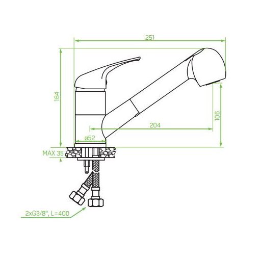 Laveo DAGA Kihúzható zuhanyváltós csaptelep, bézs