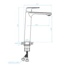 LAVEO GAVA magas mosdócsap magas pop-up leeresztővel, fekete