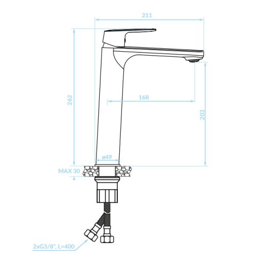 LAVEO GAVA magas mosdócsap magas pop-up leeresztővel, fekete