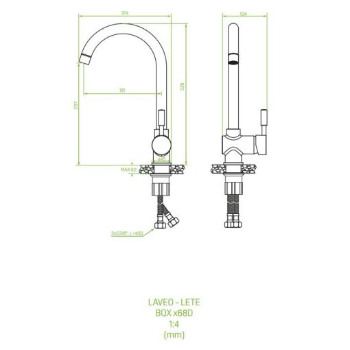 Laveo LETE álló csaptelep, szürke