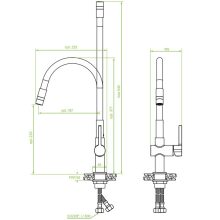 LAVEO ALITA szálcsiszolt inox / matt fekete kétfunkciós rugalmas tömlős csaptelep