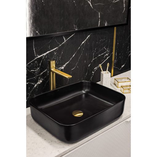 LAVEO TORES magas mosdócsap click-clack leeresztővel, szatin arany