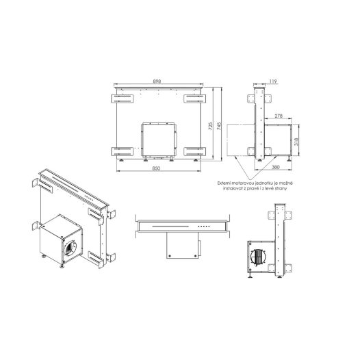 Ciarko Design Moondraft 90 cm Inox pultból kiemelkedő páraelszívó