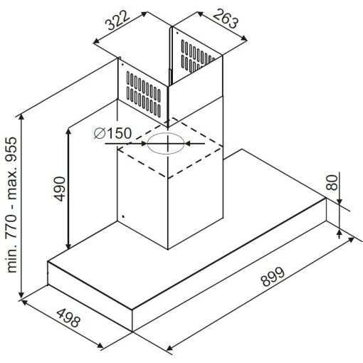 Ciarko Design T-Light 90 cm fekete fali páraelszívó