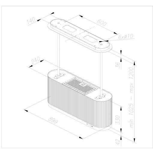 Ciarko Design MONO W 90 cm fehér sziget páraelszívó