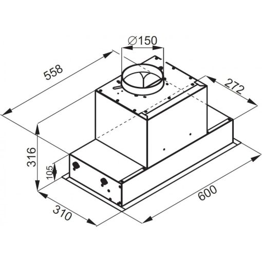 Ciarko Design Su Mini 60 cm fekete üveg beépíthető páraelszívó