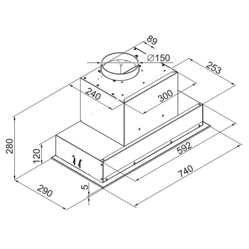 Ciarko Design AURA 74 cm fekete üveg beépíthető páraelszívó