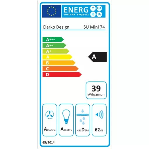 Ciarko Design Su Mini 74 cm fekete üveg beépíthető páraelszívó