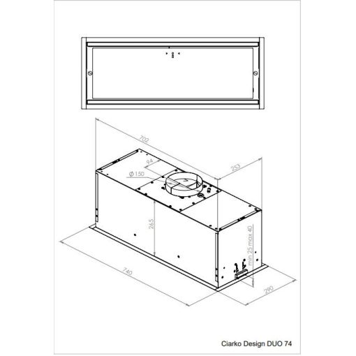 Ciarko Design DUO 74 Fekete beépíthető páraelszívó