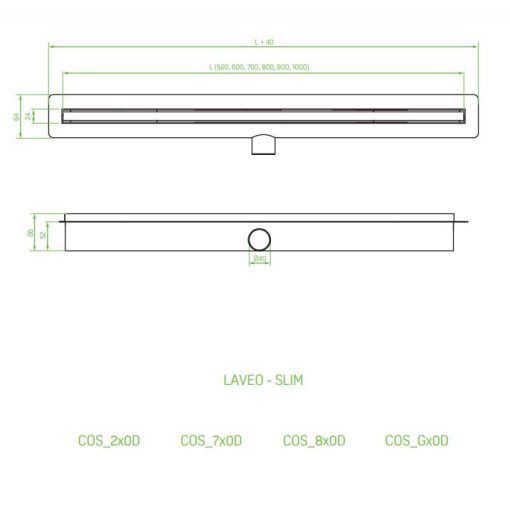 LAVEO SLIM folyóka 600 mm, arany