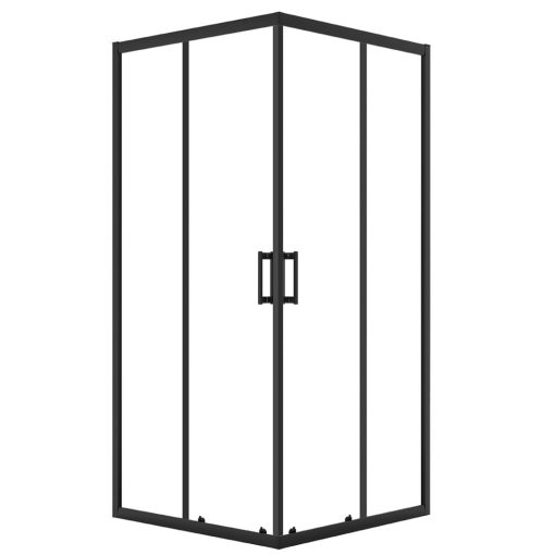 LAVEO BRESSO félkör zuhanykabin zuhanytálcával, 80x80x185 cm átlátszó üveg/fekete