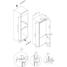 Kluge beépíthető kombi hűtőszekrény alul fagyasztóval, LessFrost 195/75
