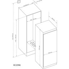 Kluge beépíthető egyajtós hűtőszekrény, 162L/16L