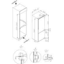 Kluge beépíthető kombi hűtőszekrény alul fagyasztóval, 225L/75L