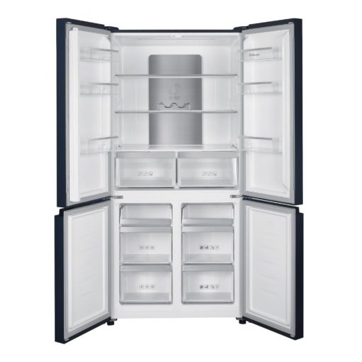 Kluge szabadonálló fekete üveg négyajtós hűtőszekrény, NoFrost, 429L/171L