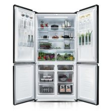 Kluge szabadonálló fekete üveg négyajtós hűtőszekrény, NoFrost, 429L/171L