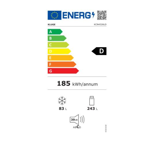 Kluge szabadonálló DarkInox kétajtós kombi hűtőszekrény, TotalNoFrost, 243L/83L